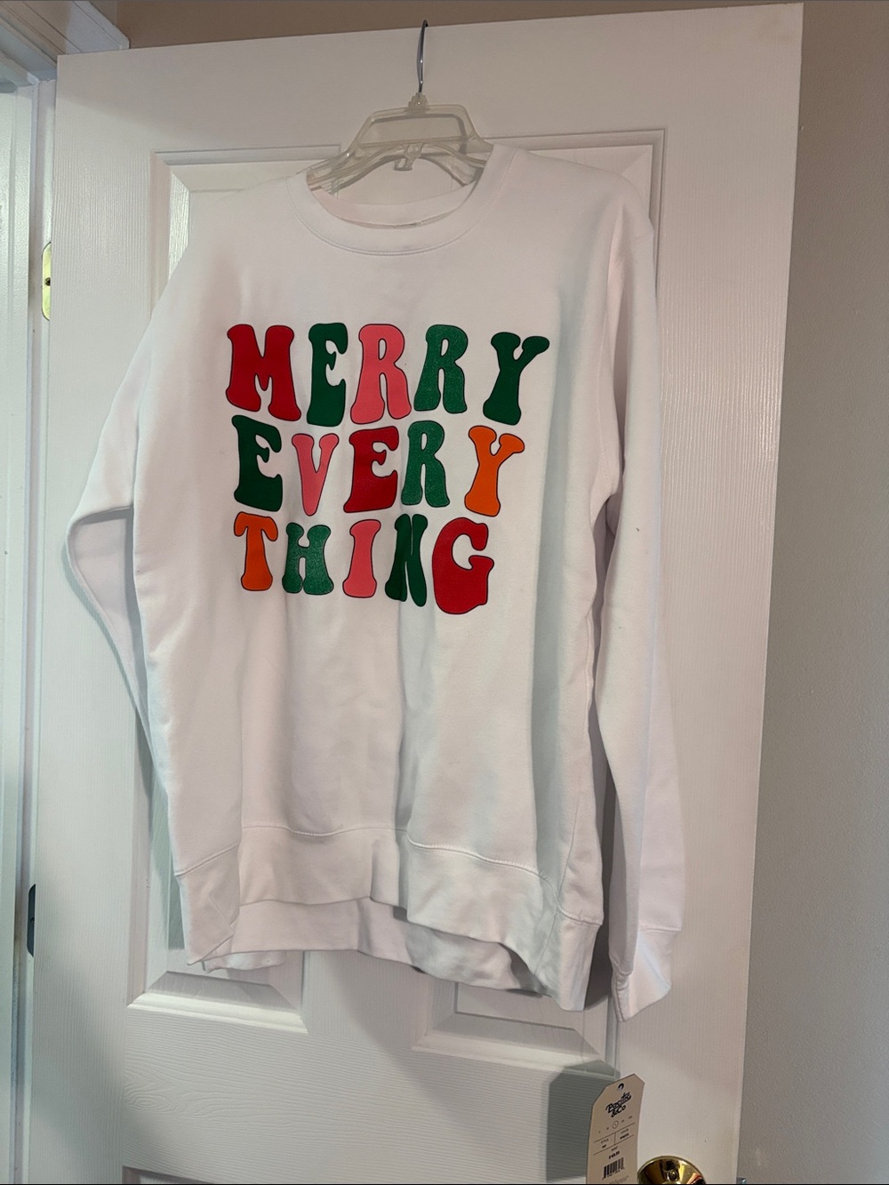 White "Merry Everything" Graphic Sweatshirt - Women